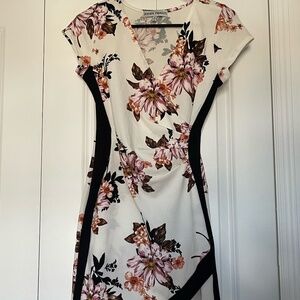 Almost Famous Floral Bodycon Dress with Contrast Panels | Size M